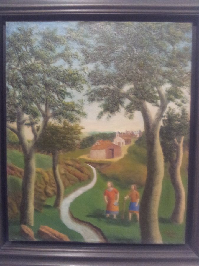 Œuvre de André Bauchant, « Personnages près du ruisseau »